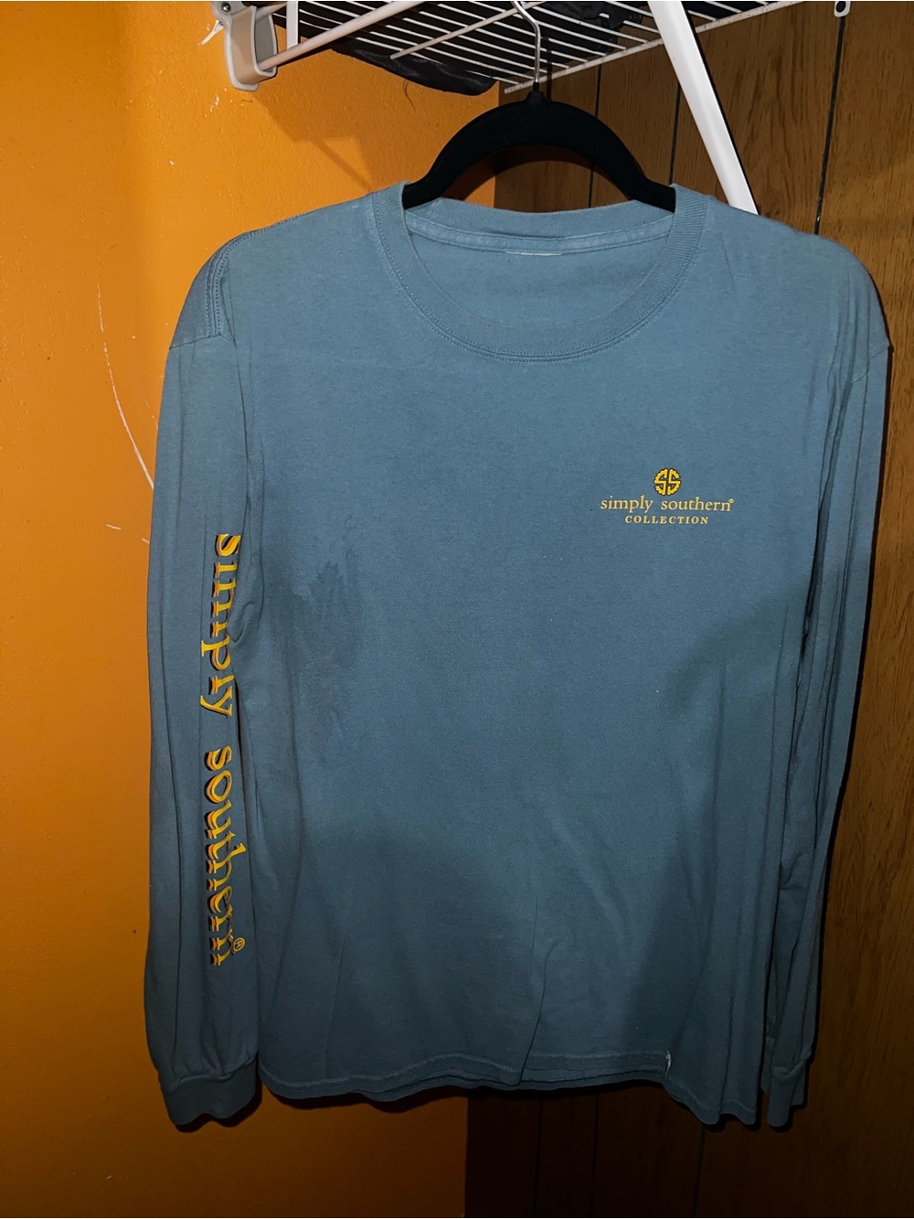 Simply Southern Long Sleeve Shirt in Teal with Yellow Logo